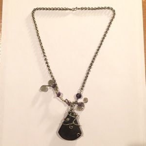 One of a kind silver chain and stone necklace
